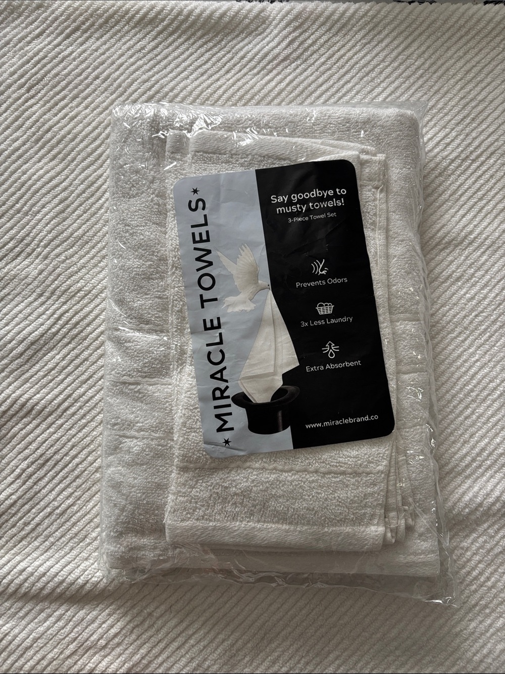 Miracle White 3-Piece Bath Towel Set